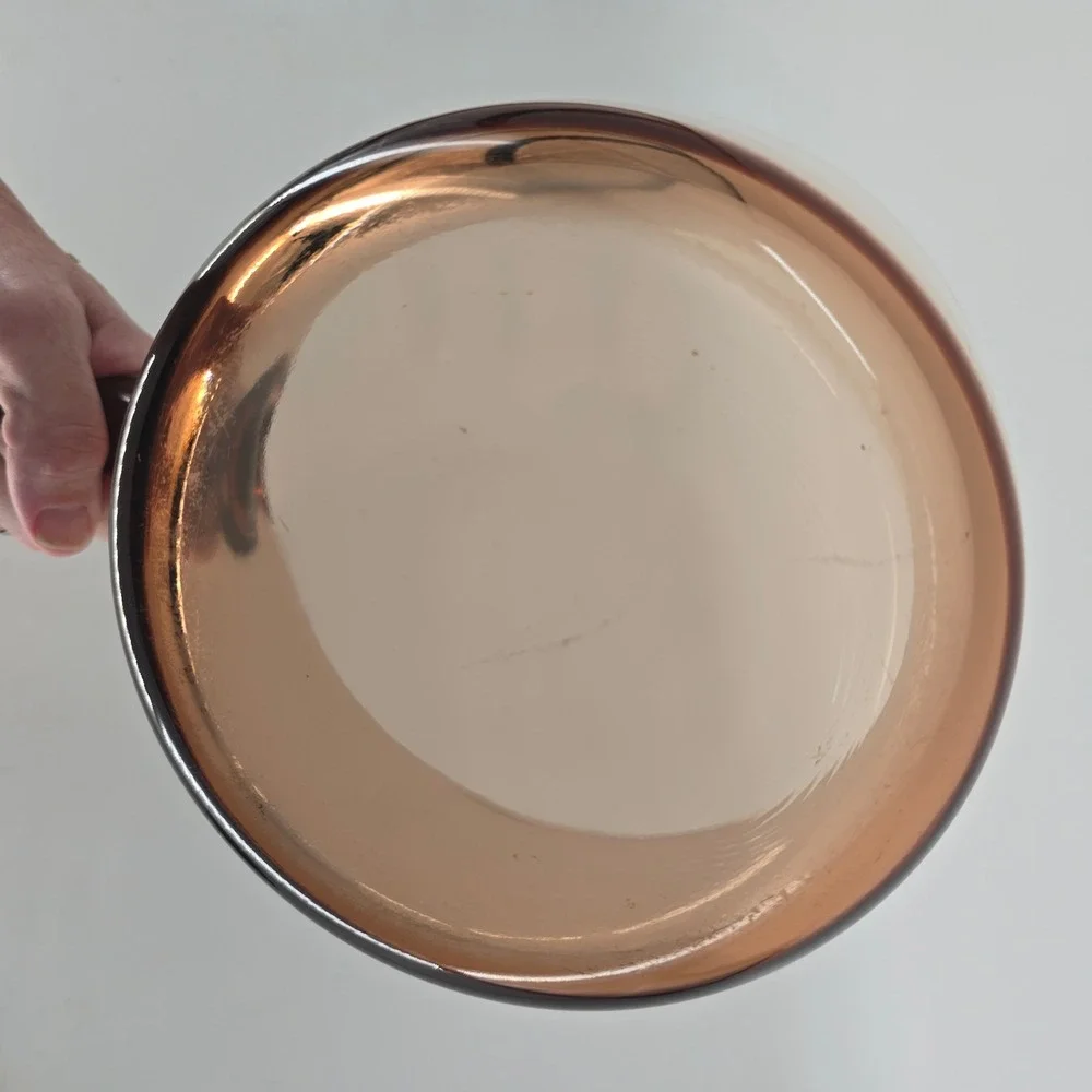 Vintage Corning Visions Amber 1.5L Glass Saucepan Brown Cookware
